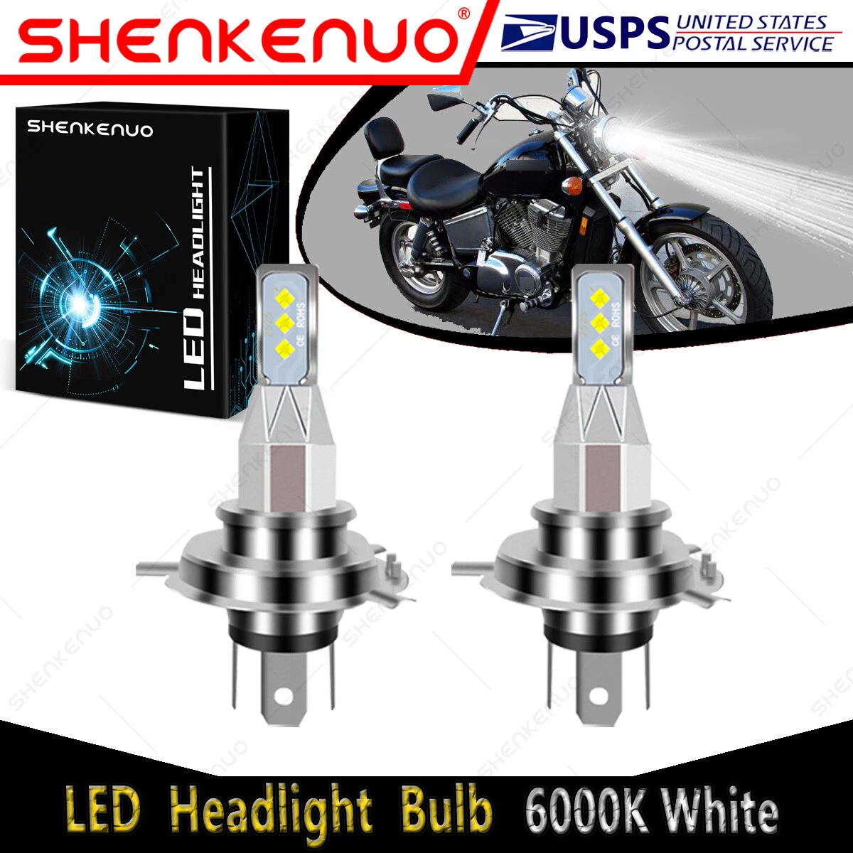 For Honda Shadow Spirit 1100 VT1100C 1997-2007 9003 H4 LED Headlights Bulb White | eBay For Honda Shadow Spirit 1100 VT1100C 1997-2007 9003 H4 LED Headlights Bulb White | eBay