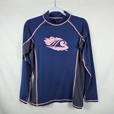 TESLA Long Sleeve Rash Guard Swim Tee Women's Size XL Blue Pink