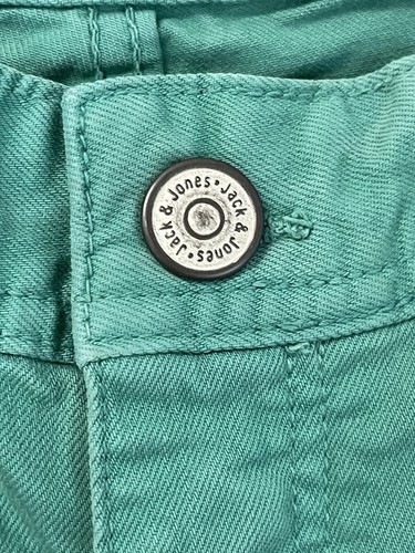 Jack Jones Shorts Mens Size 29 Green Denim Jean New Stretch Button Fly Slim N47 - Picture 3 of 8