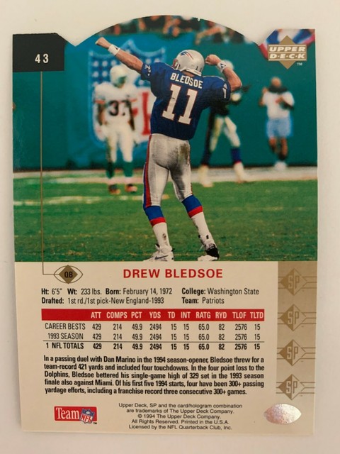 1994 Drew Bledsoe Rookie Card 43 EBay