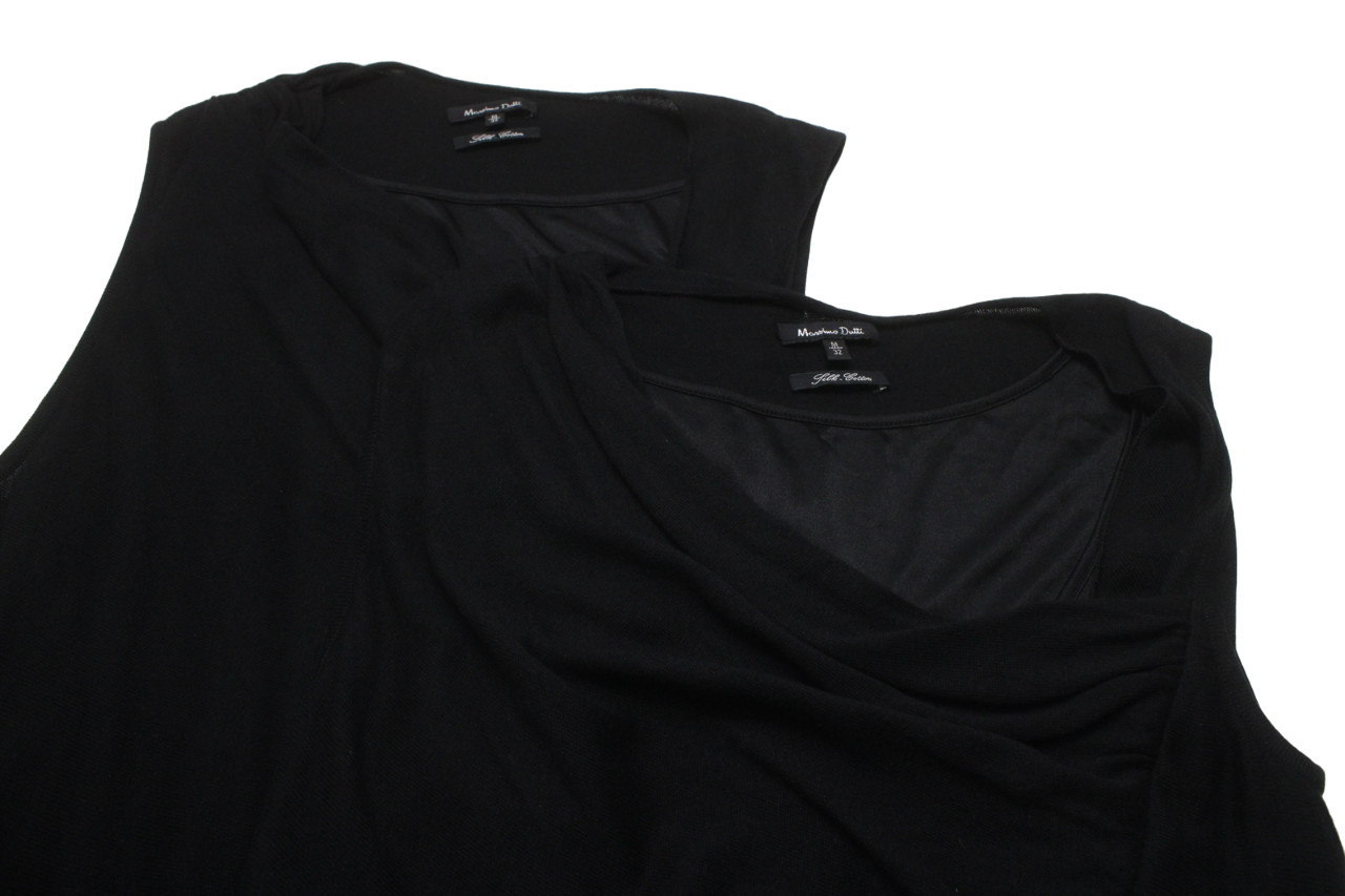 MASSIMO DUTTI Silk-Cotton Dress Women's MEDIUM Knit Lined Stretch Black 2 Piece thumbnail 8
