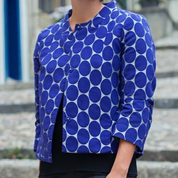 Marni X H&M Blue Polka Dot Retro Style Cropped Blazer Size 4