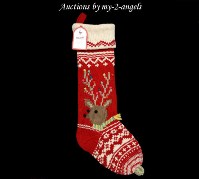 Pottery Barn Kids REINDEER MERRY & BRIGHT Christmas Stocking NO MONOGRAM NO NAME