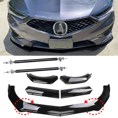 Front Bumper Lip Splitter Spoiler +Strut Rods Bar Rods For Acura Integra B