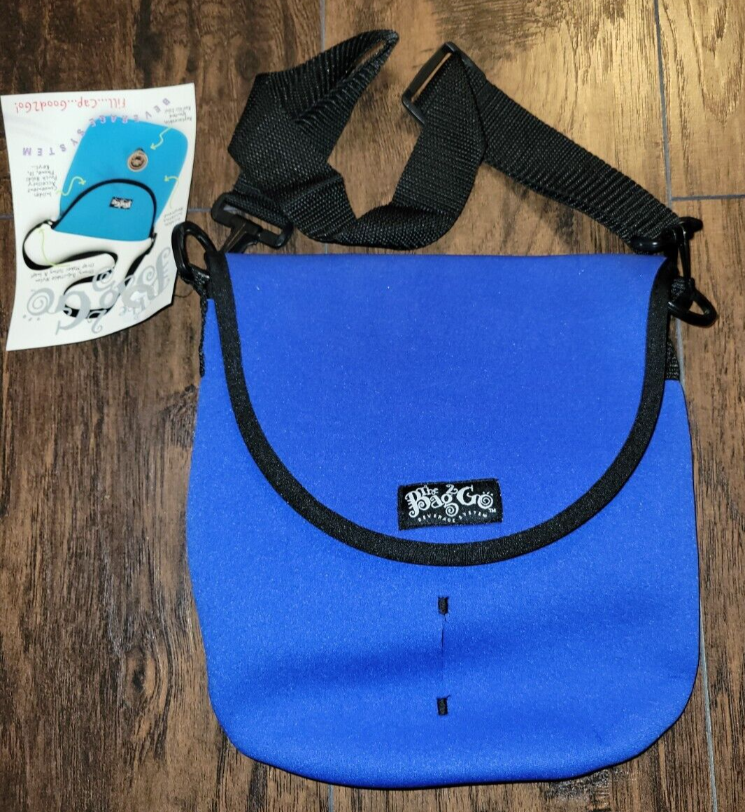 Shoulder Bag Purse w/ Plastic Bag Drink Dispenser Insert Hike Park Beach Blue-image