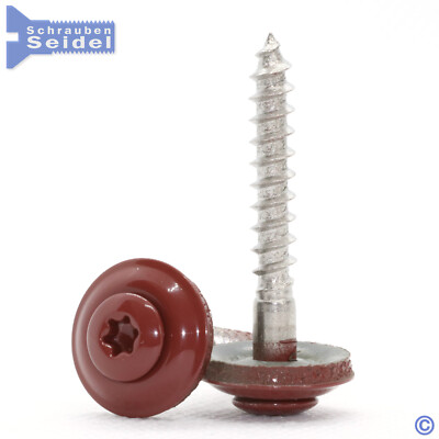 Spenglerschrauben Oxidrot RAL 3009 | 15mm Dichtscheibe | A2 | Torx