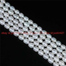 Wholesale 5 Strands Natural 6-7mm White Freshwater Rice Pearl Loose Beads 15"
