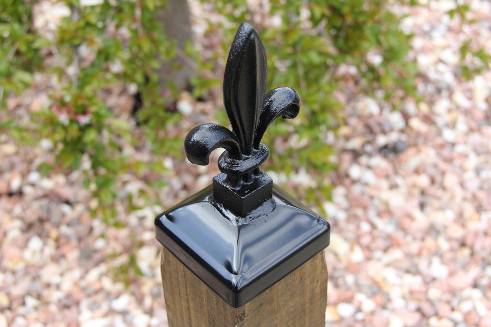 Fleur De Lis post end cap for 4x4 wood fence post. Fleur de lis home