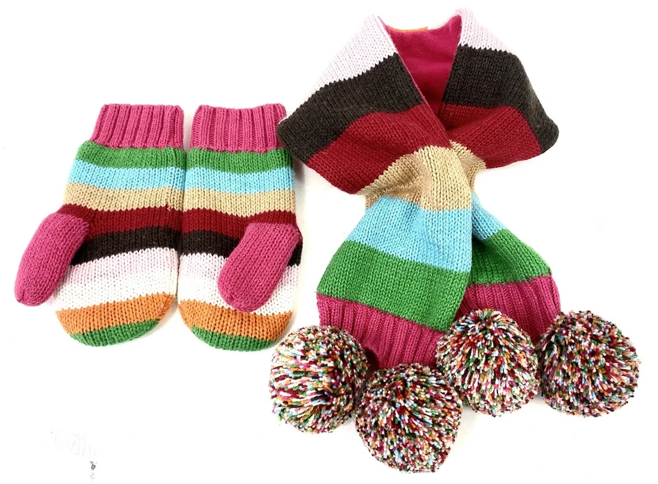 Bebé Gap Talla 4 Años Rayas Tejido Suéter Vestido Cartera Medias Sombrero Mitones Bufanda Foto 4 de 4