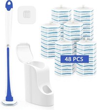 Disposable Toilet Brush Set with 48 Refills, Wall Mounted Cleaner for Bathroom