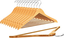 Quality Wooden Hangers - Slightly Curved Hanger Set - Solid Wood Coat Hangers wi