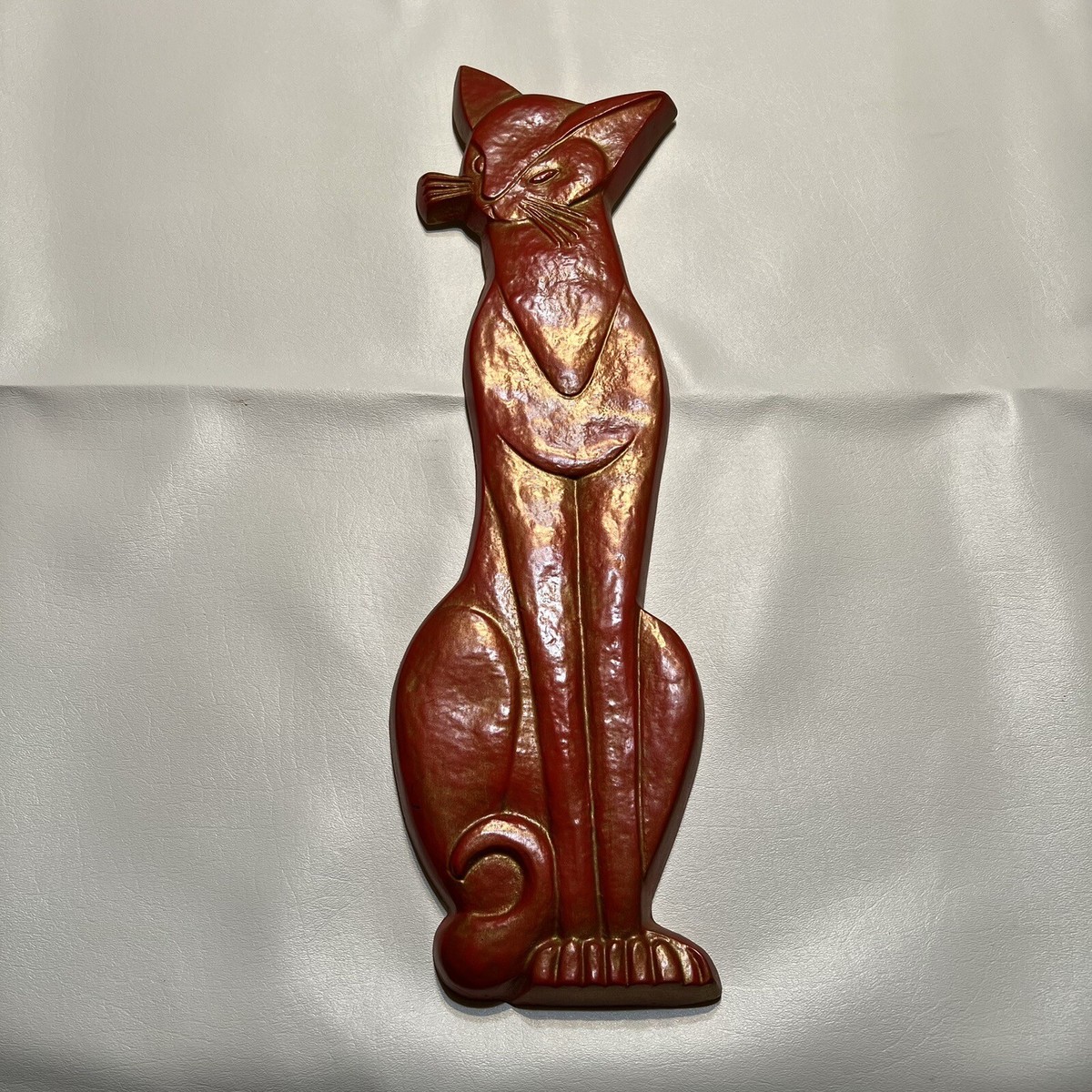 Vintage 1960s Chalkware Siamese Cat Plaster Wall Hanging Art MCM