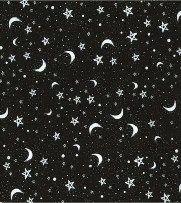 Bedruckter Polycotton Handarbeit Stoff Material - CARTOON SCHWARZ NACHT SKY