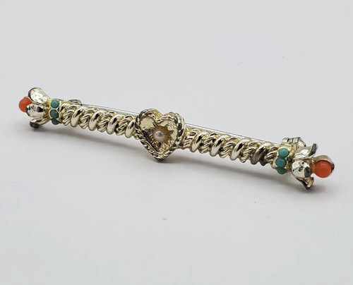 Vintage Herz Stecknadel Brosche Emaille Modeschmuck Geschenk - Bild 1 von 13