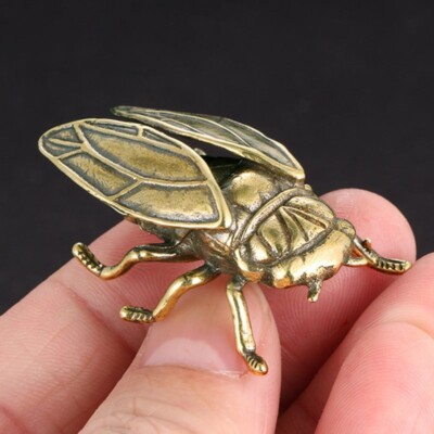 Brass Cicada Figurine Statue Insect Animal Figurines Toys Desktop Decoration New