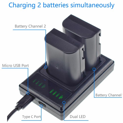 SLIM DUAL USB  Battery Charger for Pentax D-Li90 & Pentax K-3 Mark III Camera - Bild 7 von 7