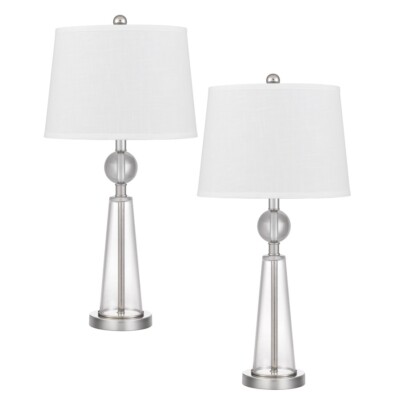 Cal Lighting Almere 2 Light 29'' Table Lamp, Steel/Glass/Off-White - BO-3144TB-2