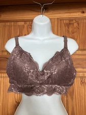 Kindred Bravely XL Nursing Hands Free Pumping Bra Wirefree Lace Mauve