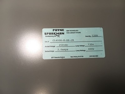 Payne Sparkman Metal Halide Crane Ballast CL400H-M-RR-JB (P8E)