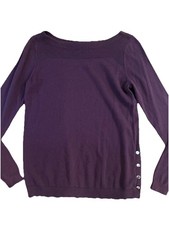 Ann Taylor Womens Size M Medium Eggplant Knit Pullover Sweater Top Boatneck