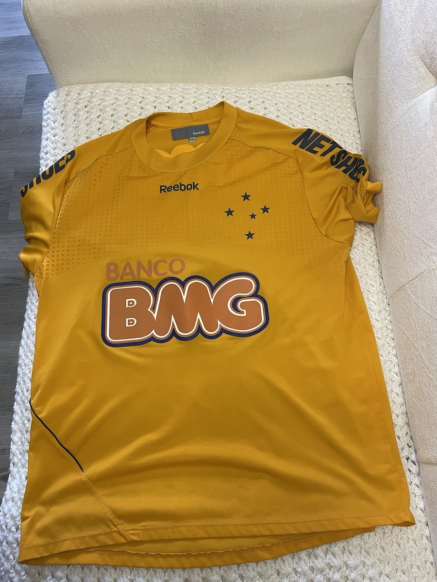 Reebok Cruzeiro Soccer Jersey Yellow Banco BMG Netshoes Number 1