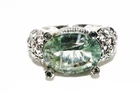 $600 .925 Sterling Silver 7.44CT Natural Fluorite, Blue Diamond & Topaz Ring