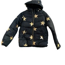 R 1881 By S Rothschild Jacket Girl  s SZ XL 16 Black Gold Stars Puffer New
