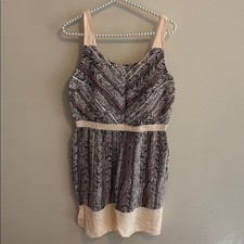 LOFT Cream Sleeveless tribal print Dress size 6