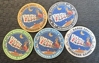 Barge 2011 Binions Horseshoe Las Vegas Nevada Casino Chip Lot Of 5