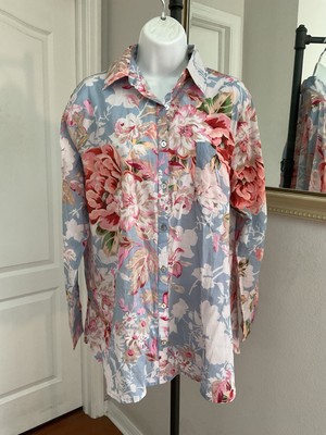 Love Kyla Seo Ana Shirt Top Caite Karyn Light Weight Floral Small Pink Blue NWT