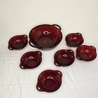 Vintage Anchor Hocking Coronation Royal Ruby fruit bowl set 1936-1940