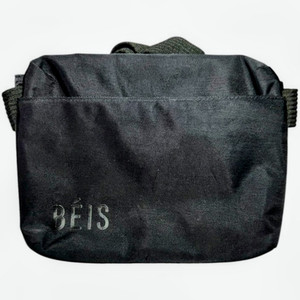 BEIS Black Nylon Waist Pack XL Zip Pouch Adjustable Strap Buckle Hiking