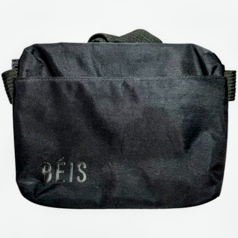 BEIS Black Nylon Waist Pack XL Zip Pouch Adjustable Strap Buckle Hiking