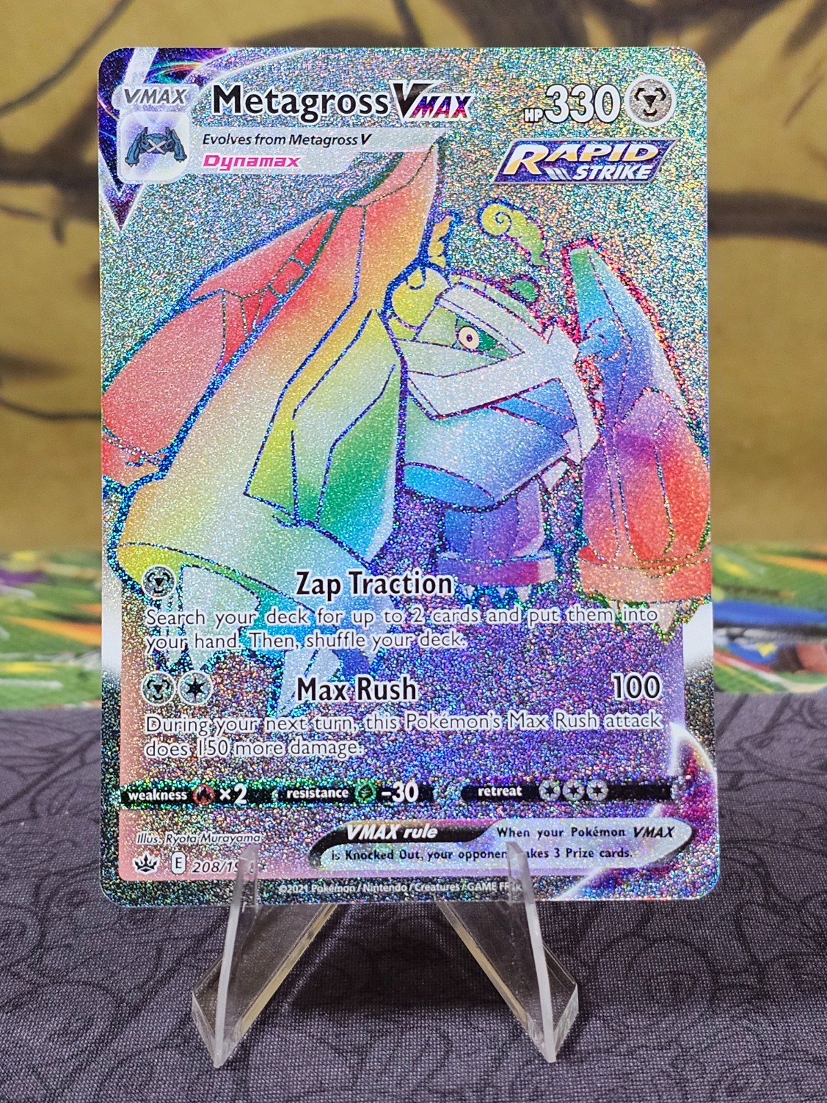 Metagross VMAX 208/198 Chilling Reign Secret Rare Rainbow Holo Pokemon TCG NM