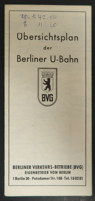 Ubersichtsplan Berliner U-Bahn Travel Souvenir Pamphlet Booklet Underground Sub