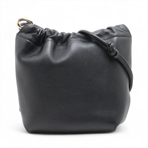Valentino Garavani V logo pouf Mini buckets Leather Shoulder bag Black