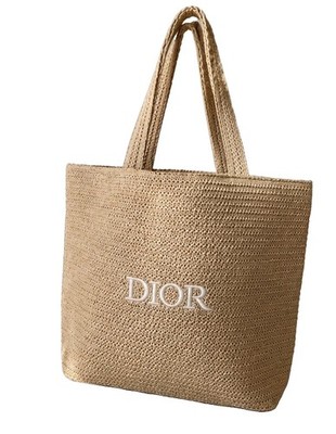 DIOR Beauty Summer VIP Gift Beige Woven Straw Raffia Tote Bag