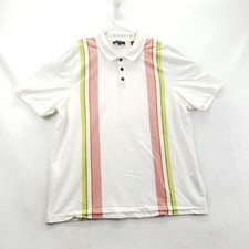 Ted Baker Polo Shirt Mens 6 Large White Multicolor Stripe Cotton Casual