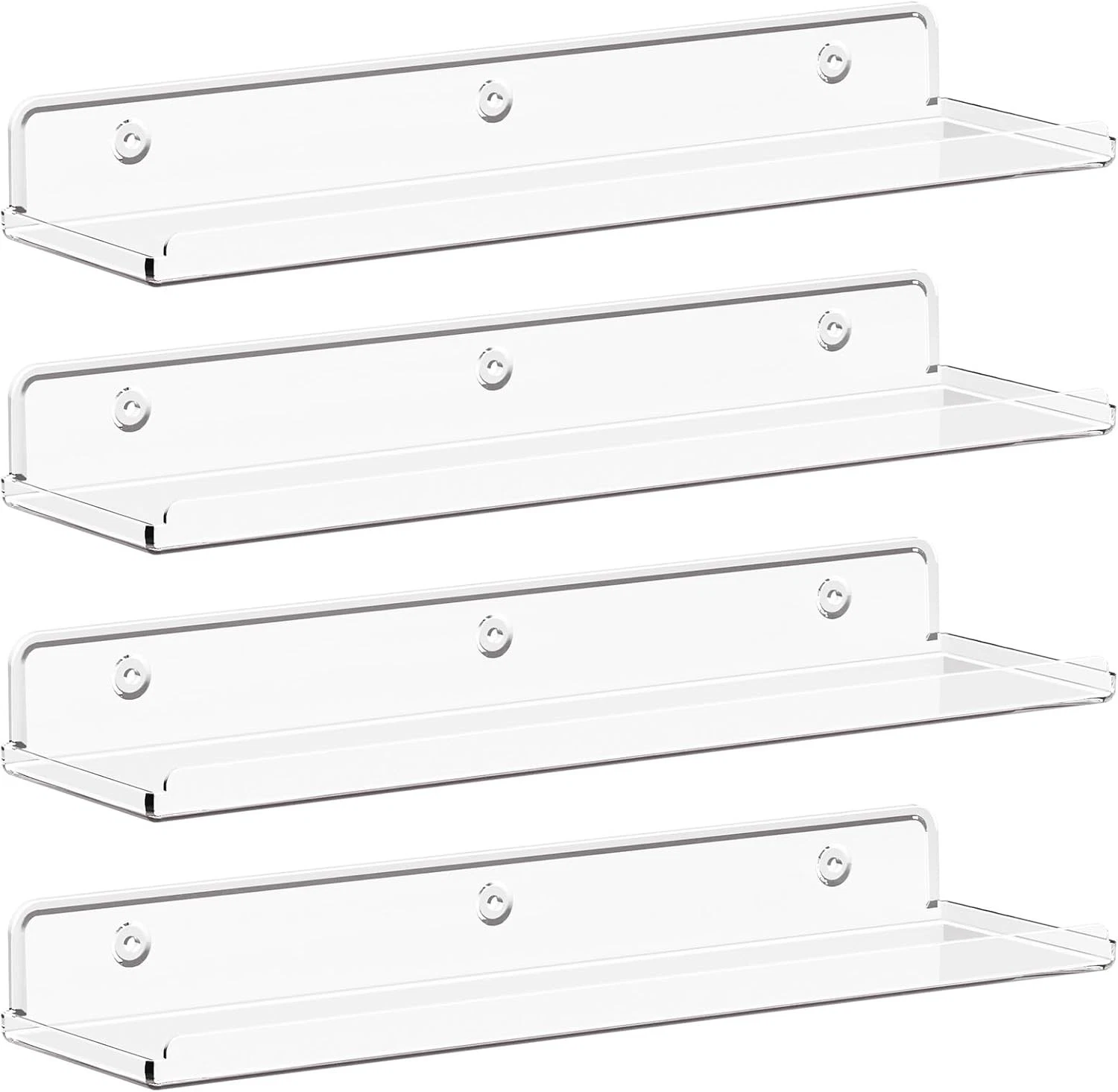 Clear Acrylic Floating Shelves 4 Pack 38cm Wall Mounted Display Shelving for