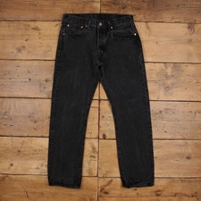 Levis 501 Jeans 32x30 Black Regular Straight Fit Dark Wash Red Tab Denim