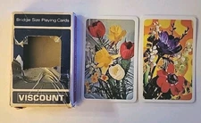 Vintage Viscount Flowers Plastic Coated Playing Cards Deck Bridge Size 