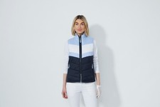 Daily Sports Block Striped Gilet Vest Navy Pale Blue White Half RRP Medium 10/12
