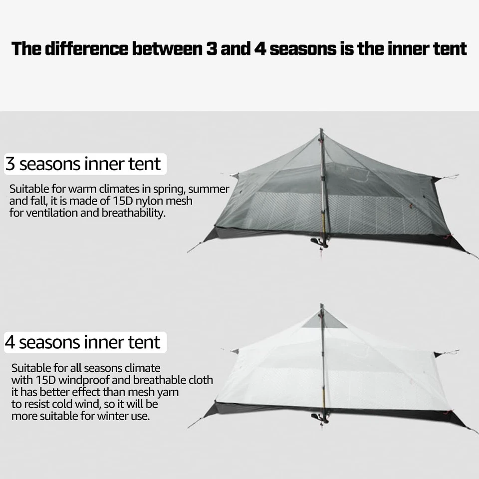 3F Lanshan1 Ultralight 3/4 Season Portable Backpacking Tent - 1-Person, 15D S... - Image 2 of 4