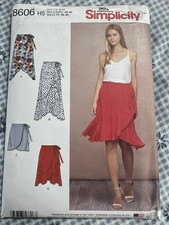 Simplicity 8606 Sz 6-14 Wrap Skirt Flounce Fl...