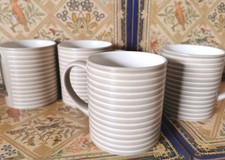 4 Denby Intro Stripes Sand Stoneware Mugs