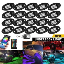 20 Pods RGB LED Under Body Glow Rock Lights Kit Bluetooth App For Can-Am Ford