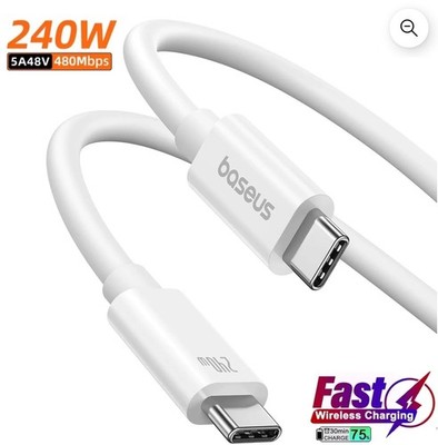 Baseus Thunderbolt 4 PD240 Usb-c To Usb-c Cable, 240W Fast Charging Data Cable,