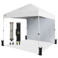 CS-RS64F-S1-WH-2P CROWN SHADES 8'x8' Canopy with 1 Sidewall, White (Used)