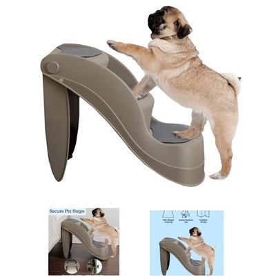 3-Step Pet Stairs with Safety Locking Pins - Durable Tan for Small Dogs & Cats