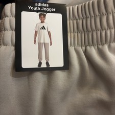 Boy's Adidas Size Large 14 - 16 Beige Tan Three Stripe Active Joggers Pants
